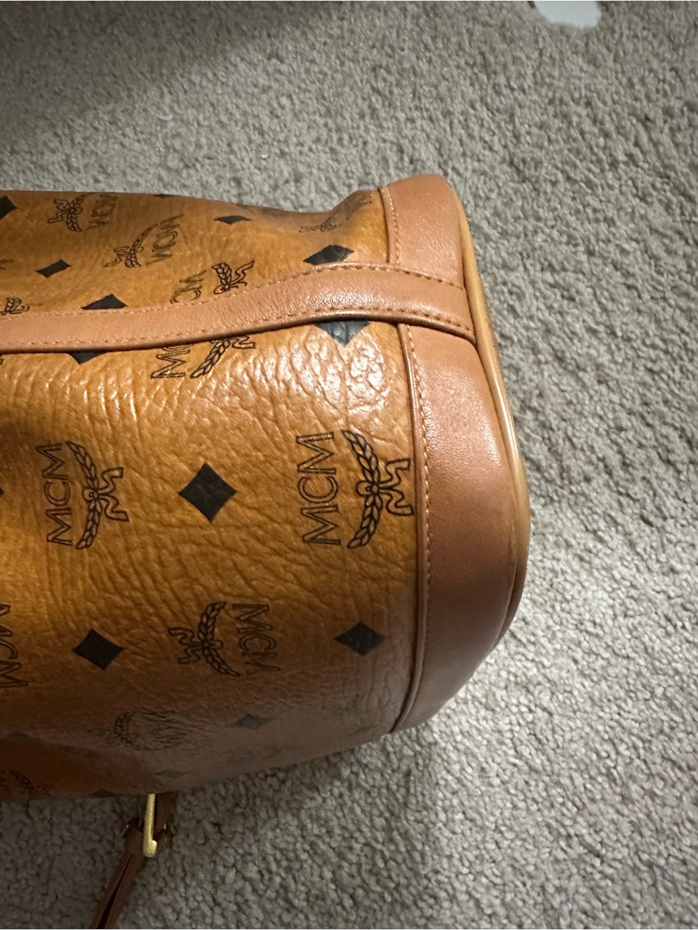 MCM cognac mini bucket sling bag - Picture 5 of 8